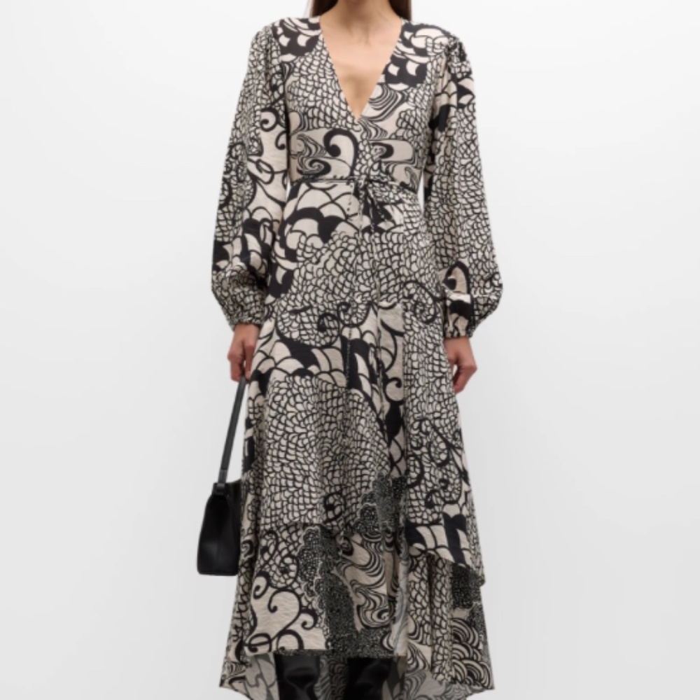 Alexis Zarela abstract-print midi dress NEW w/ TAGS XS